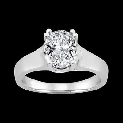 Oval 2 Carat Diamond Solitaire Engagement Ring White Gold 14K