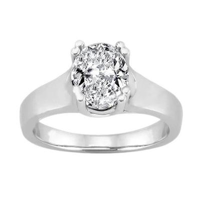 Oval 2 Carat Diamond Solitaire Engagement Ring White Gold 14K