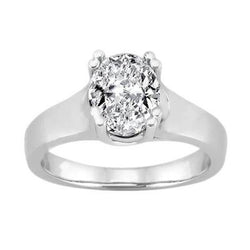 Oval 2 Carat Natural Earth Mined Diamond Solitaire Engagement Ring White Gold 14K