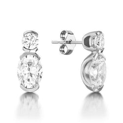Oval And Round Cut Diamond Drop Earring 2.50 Carats Women Jewelry