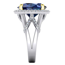 Oval Blue Sapphire And Round Cut Natural Earth Mined Diamonds Gemstone Ring 7.81 Carat