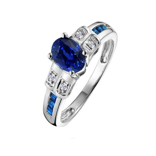 Oval Blue Sapphire & Diamond Engagement Ring 4.25 Carats White Gold