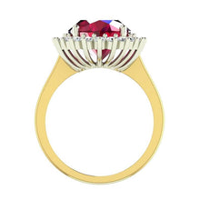 Oval Burma Ruby Diamond Flower Style Ring 10.50 Carats Two Tone Gold
