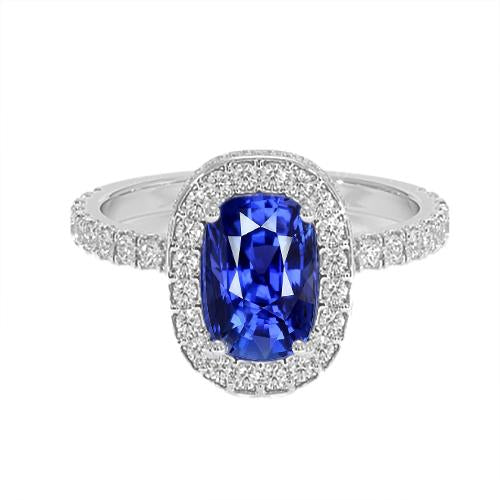 Oval Ceylon Sapphire Halo Diamond Ring 11.75 Carats Gold 14K