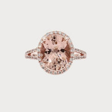 Oval Cut 33.75 Ct Morganite With Diamonds Wedding Ring