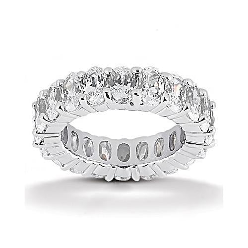 Oval Cut Diamond Eternity Engagement Band 4 Carats White Gold 14K