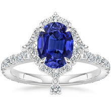 Oval Cut Halo Ceylon Sapphire Engagement Ring 5.50 Carats White Gold