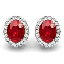 Oval Cut Red Ruby & Diamond Lady Stud 4.50 Carats Earrings New