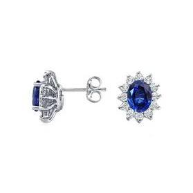 Oval Cut Sri Lanka Blue Sapphire And Diamonds Studs 5.40 Carats