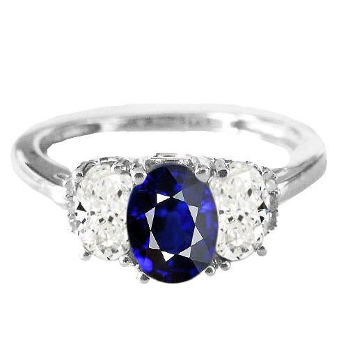 Oval Diamond Anniversary Ring Natural Blue Sapphire Stone 2.50 Carats