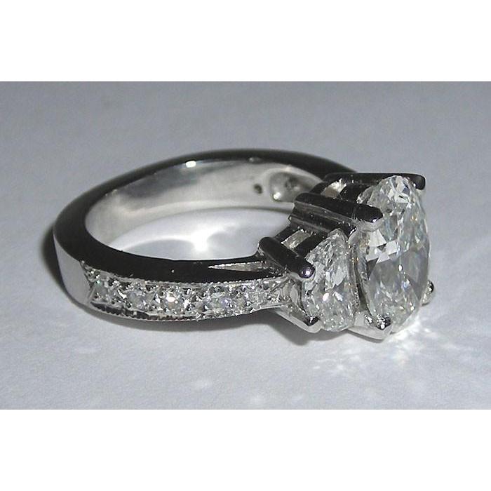 Oval Diamond Engagement Anniversary Ring White Gold 14K 3.50 Carats