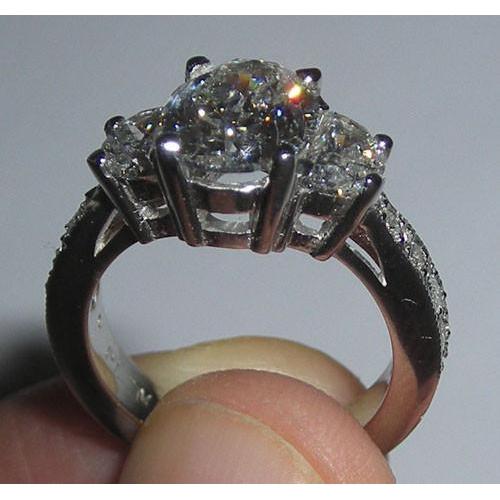 Oval Diamond Engagement Anniversary Ring White Gold 14K 3.50 Carats