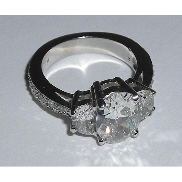 Oval Diamond Engagement Anniversary Ring White Gold 14K 3.50 Carats
