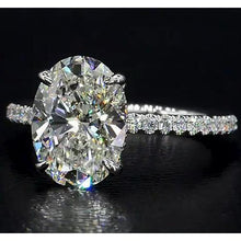 Oval Diamond Engagement Ring 4 Carats Jewelry White Gold 14K