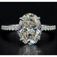 Oval Diamond Engagement Ring 4 Carats Jewelry White Gold 14K
