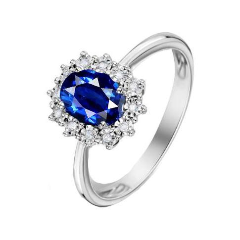 Oval Diamond Halo Engagement Ring Sri Lankan Sapphire 4 Carats Ladies