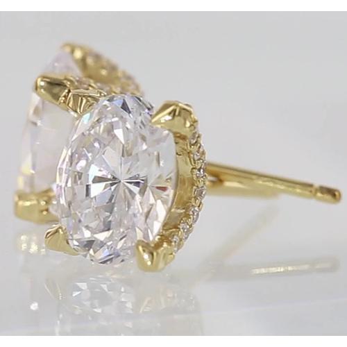 Oval Diamond Studs 2 Carats Yellow Gold