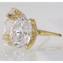 Oval Diamond Studs 2 Carats Yellow Gold