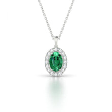 Oval Green Emerald And Diamond Gemstone Pendant Necklace 4.55 Carat