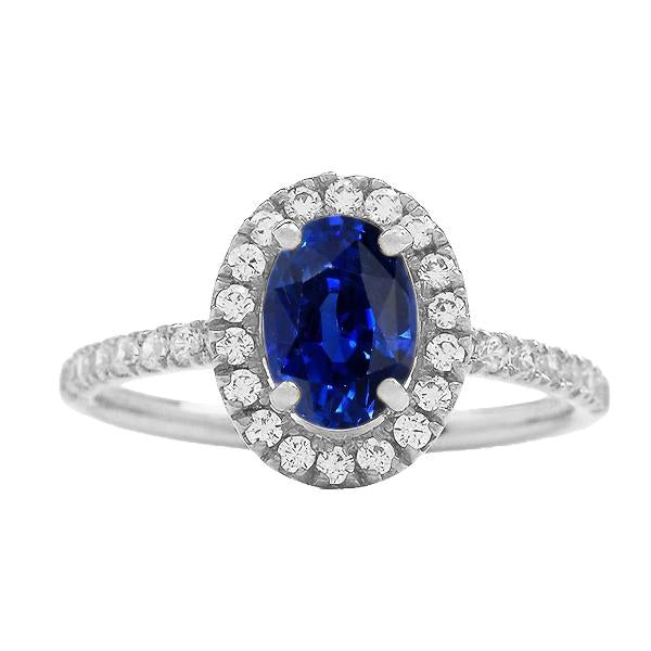 Oval Halo Anniversary Ring Srilanka Sapphire & Diamonds 4 Carats