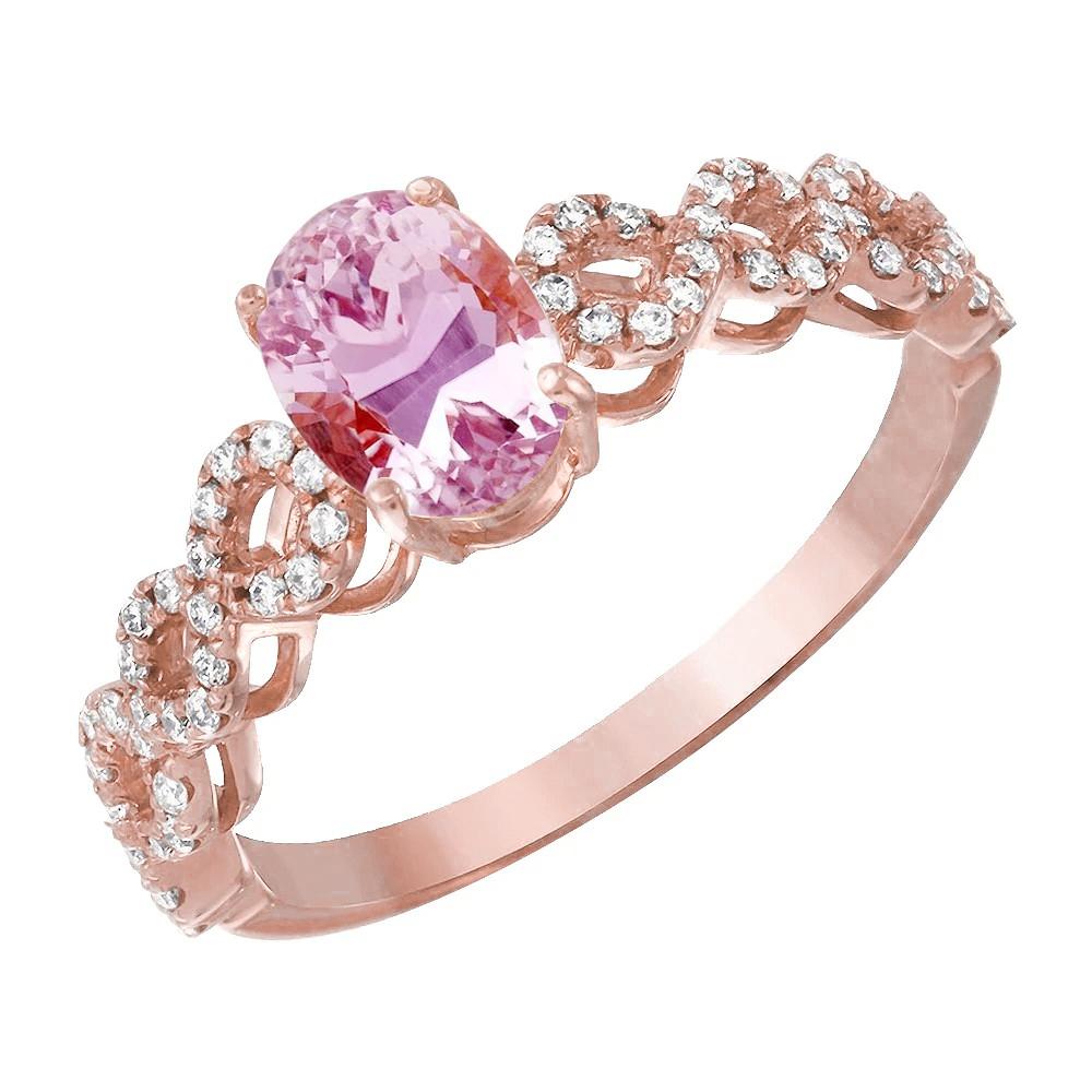 Oval Kunzite 14.75 Carats Diamonds Fancy Ring New Rose Gold 14K