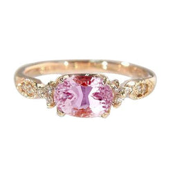 Oval Kunzite With Round Natural Earth Mined Diamonds 20.50 Carats Wedding Ring Gold 14K