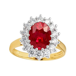 Oval Red Ruby With Natural Earth Mined Diamond Wedding Ring 4.75 Carats Gold 14K