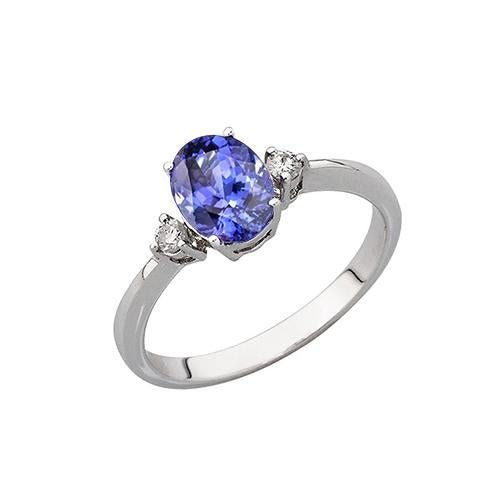 Oval & Round 1.95 Carats Tanzanite With Diamonds Ring White Gold 14K