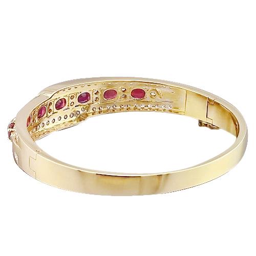 Oval Ruby Diamond Bangle 20 Carats Yellow Gold 14K