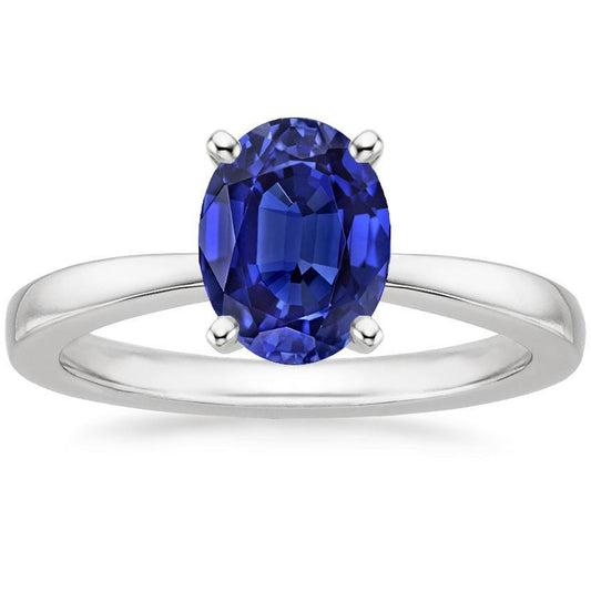 Oval Shaped Solitaire Ceylon Sapphire Wedding Ring 3 Carats Gold
