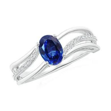 Oval Sri Lanka Blue Sapphire Diamond 3 Carats Wedding Ring