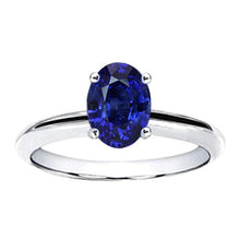 Oval Sri Lanka Sapphire Solitaire Ring White Gold 14K 3.30 Carats