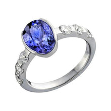 Oval Tanzanite AAA And Diamonds Ring White Gold 4.50 Carat Jewelry