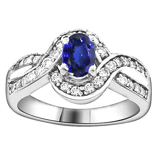 Oval Tanzanite And Round Diamonds 2.50 Carats Wedding Ring Gold 14K