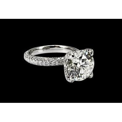 Pave Diamond Engagement Ring 3.75 Carats Women 14K White Gold Jewelry