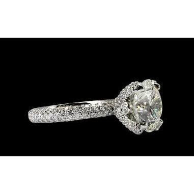 Pave Diamond Engagement Ring 3.75 Carats Women 14K White Gold Jewelry