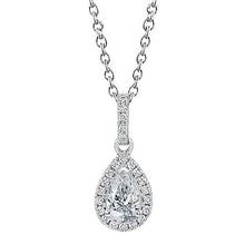 Pear And Round Diamond Necklace Pendant 1.45 Carat White Gold 14K