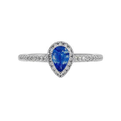Pear Blue Sapphire Natural Earth Mined Diamond Halo Ring 4.50 Carats Genuine Gold New