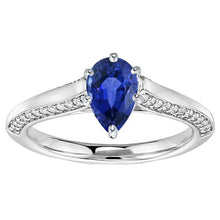 Pear Blue Sapphire Engagement Ring Prong Set White Gold 4.50 Carats