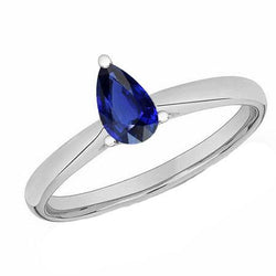 Pear Blue Sapphire Solitaire Engagement Ring 1 Carat Gemstone Jewellery