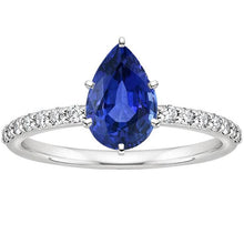 Pear Blue Sapphire Solitaire With Diamond Accents Ring 4.50 Carats
