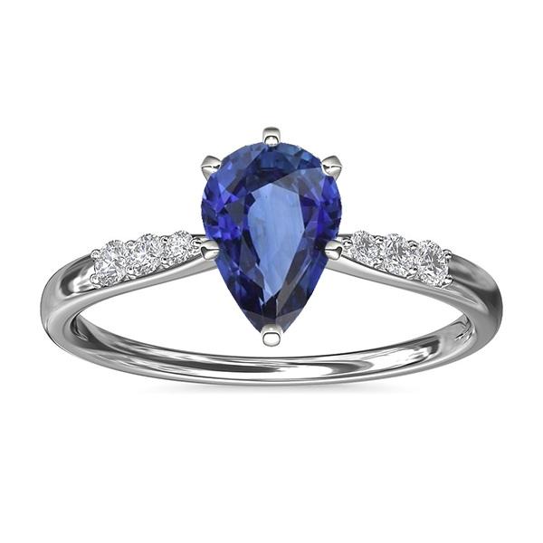Pear Ceylon Sapphire Solitaire With Accents Ring 3 Carats Jewelry