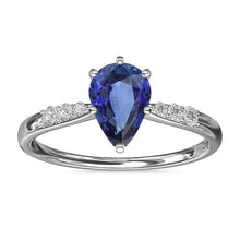 Pear Ceylon Sapphire Solitaire With Accents Ring 3 Carats Jewelry