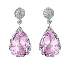 Pear Cut Kunzite And Round Diamond Dangle Earring 8.70 Carat WG 14K