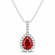 Pear Cut Red Ruby And Diamond 3.50 Carats Women Pendant Jewelry