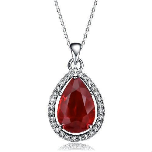 Pear Cut Red Ruby With Diamond Necklace Pendant 2.25 Carats