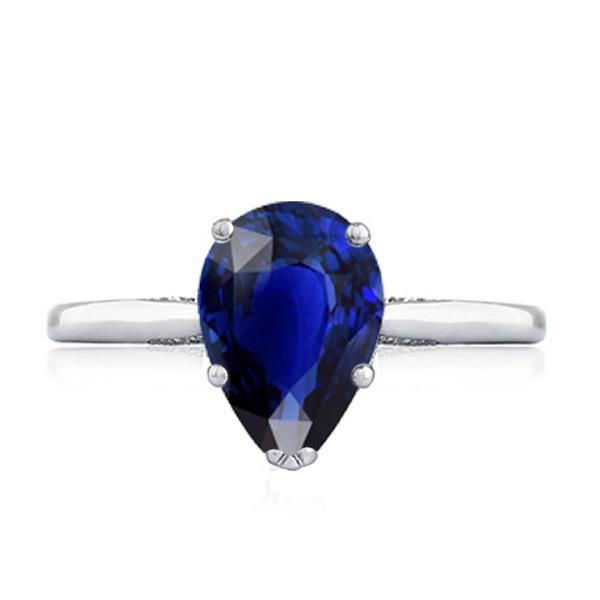 Pear Cut Solitaire Srilanka Sapphire Ring 2 Carats Prong Set Jewelry