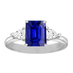 Pear Diamond Anniversary Ring 2.50 Carats Emerald Shaped Sapphire Gold