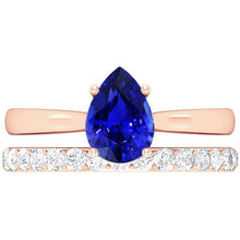 Pear Gemstone Engagement Ring & Diamond Band Set Rose Gold 4 Carats