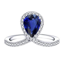 Pear Halo Diamond Ring Enhancer Natural Blue Sapphire 3.50 Carats